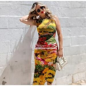 ZARA Draped Multicolor Midi Dress Blogger Fave NWT Size M